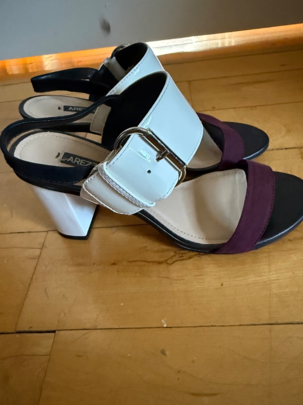 Arezzo Colorblock Block Heel Sandals sz 6